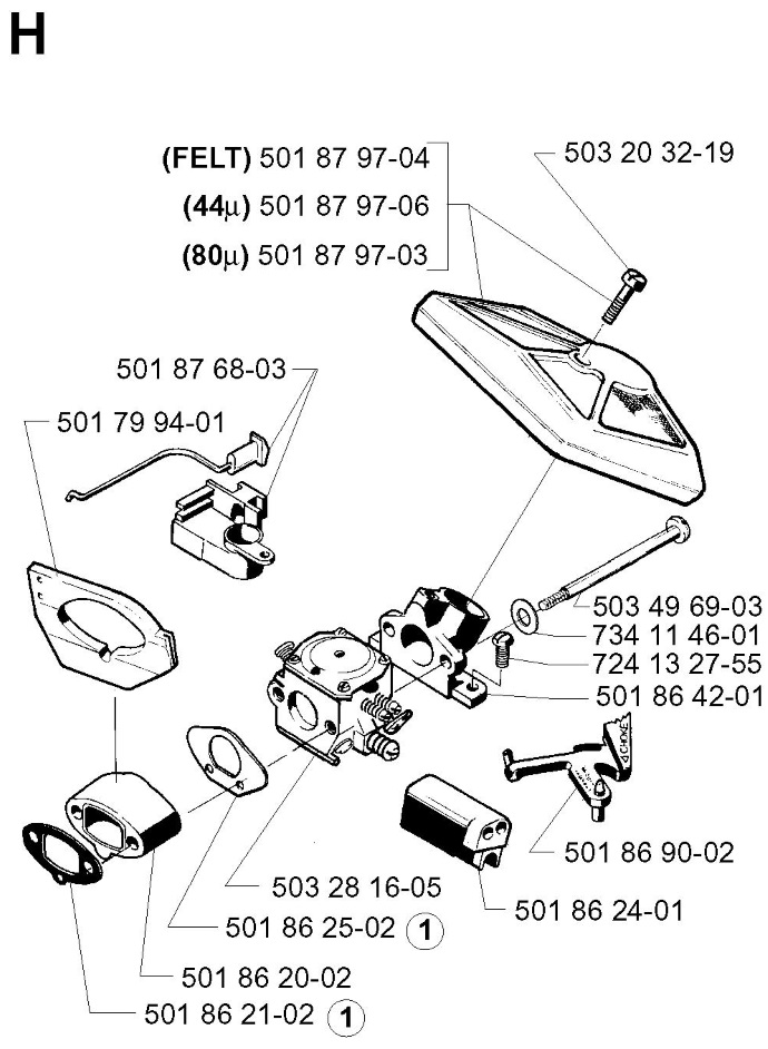 Прокладка карбюратора для бензопил, мотокос Hu, 5018621-02