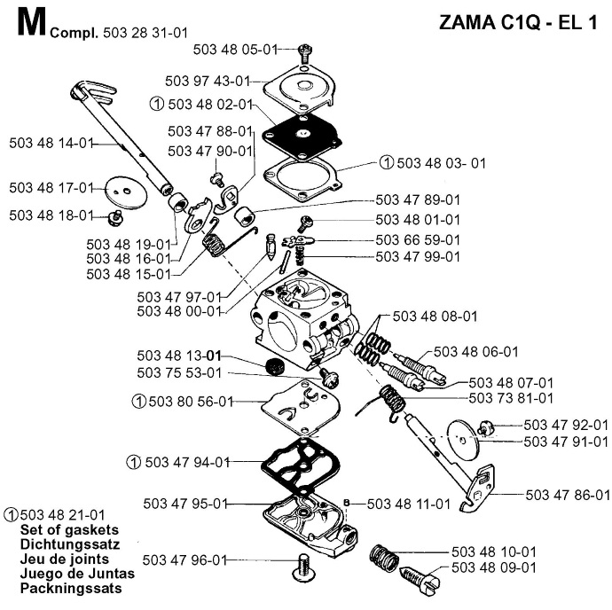 Карбюратор Zama C1Q-EL1 для бензопил Hu, Jon, 5032831-01