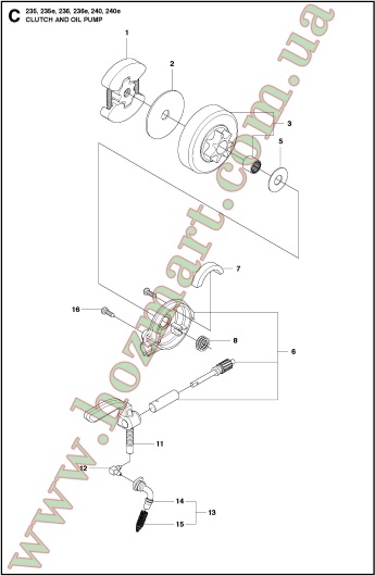 Сцепление и маслонасос Husqvarna 240