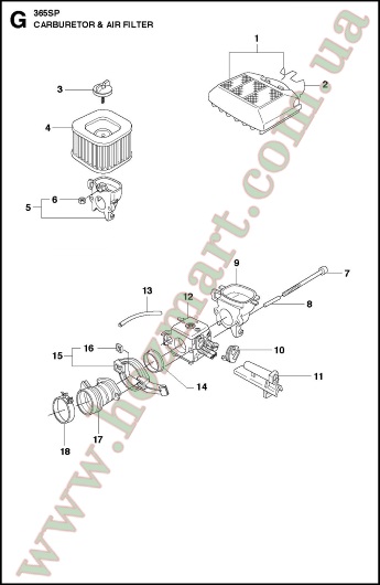 Карбюратор и воздушный фильтр Husqvarna 365