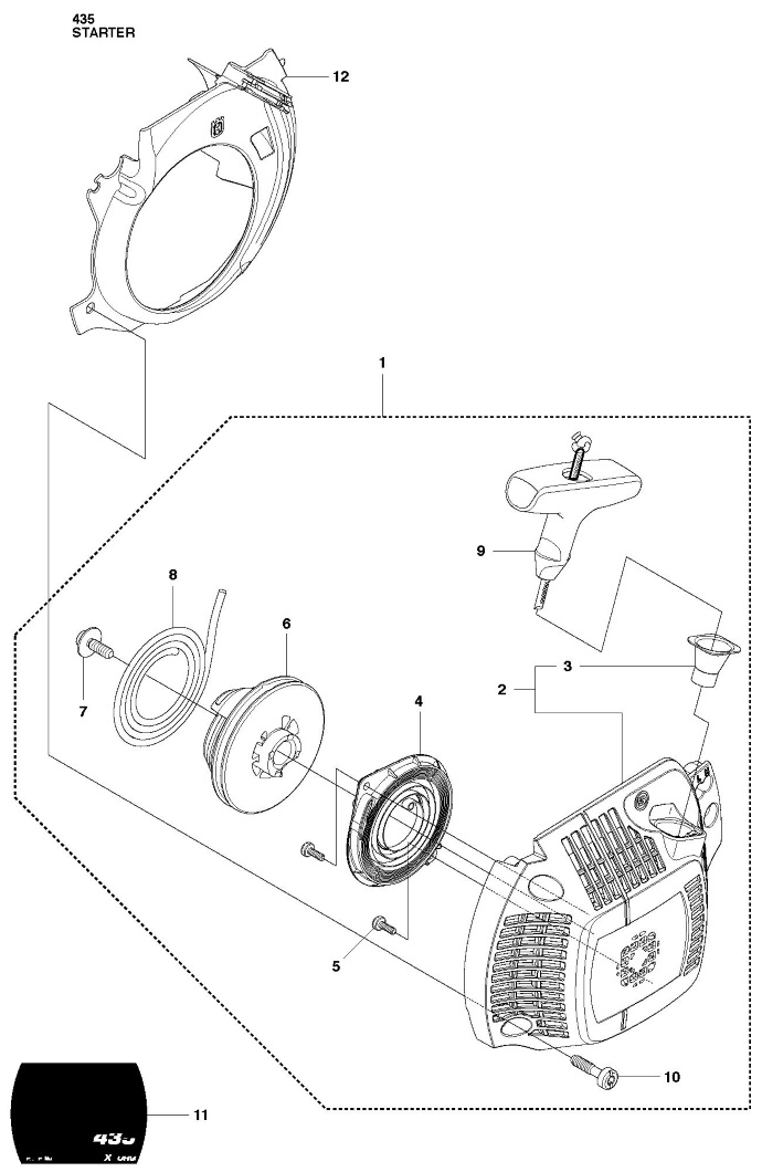 Катушка стартера (без легкого старта) для бензопил Hu, 5045971-01