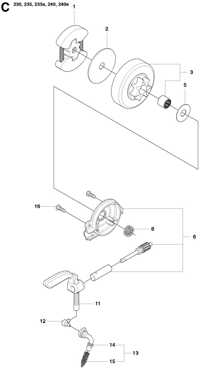 Барабан сцепления 3/8"x6 для бензопил Hu, Jon, 5300470-61