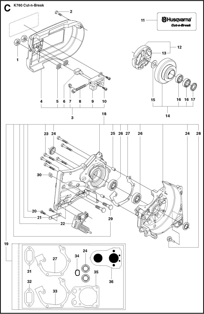 Барабан зчеплення до бензоріза Hu K760 Cut-n-Break, 5022892-032