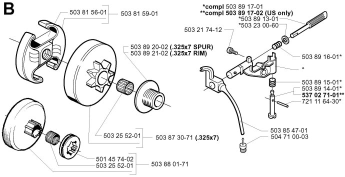 Привід маслонасоса .325x7 SPUR до бензопил Hu, Jon, 5038921-02