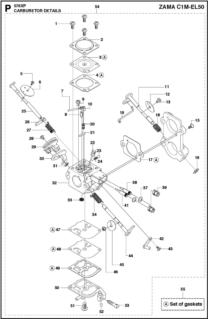 Карбюратор Zama C1M-EL50 до бензопил Hu, 5441998-01