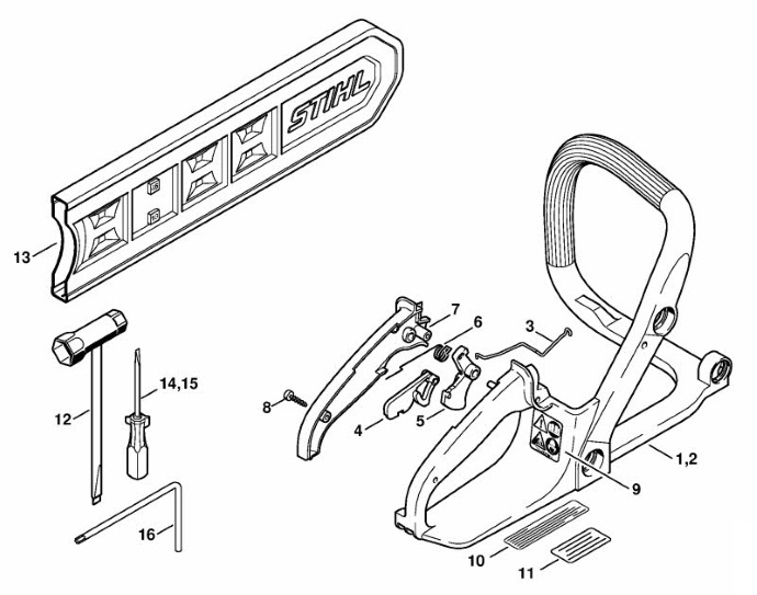 Ручка передняя и ручка газа для бензопил Stihl MS 170, MS 180, 1130791490