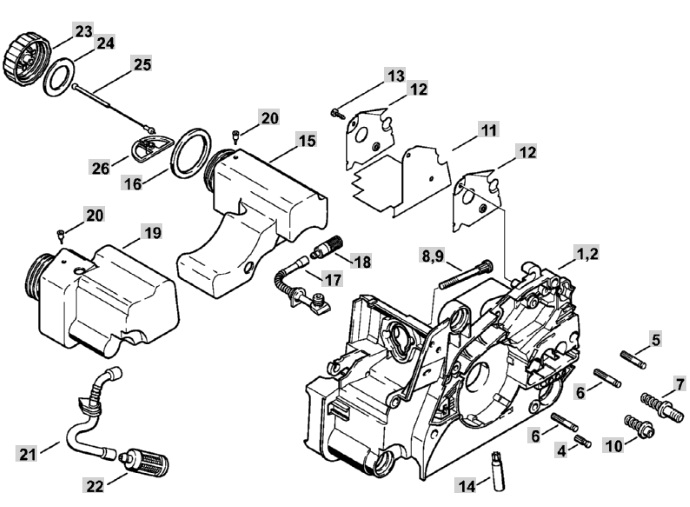 Картер до бензопил Stihl MS 170, MS 180, 11300203033