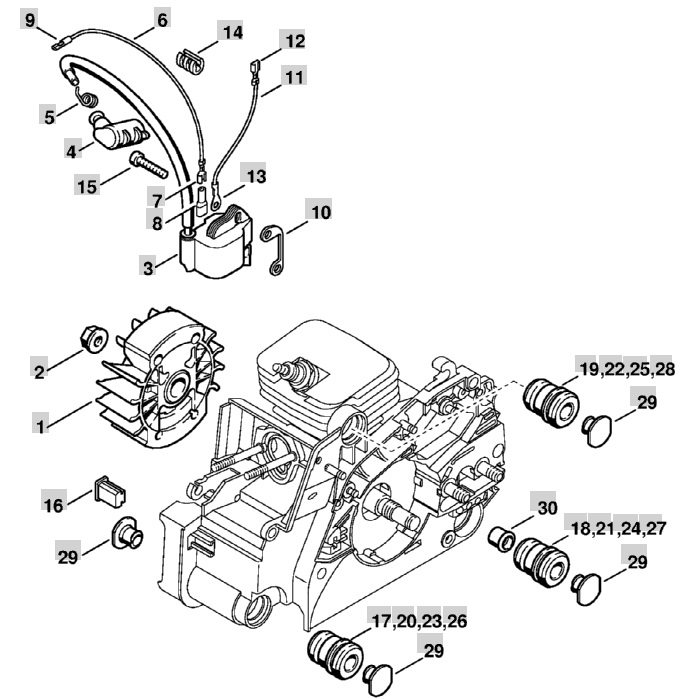 Маховик для бензопил Stihl MS 180, 11304001201