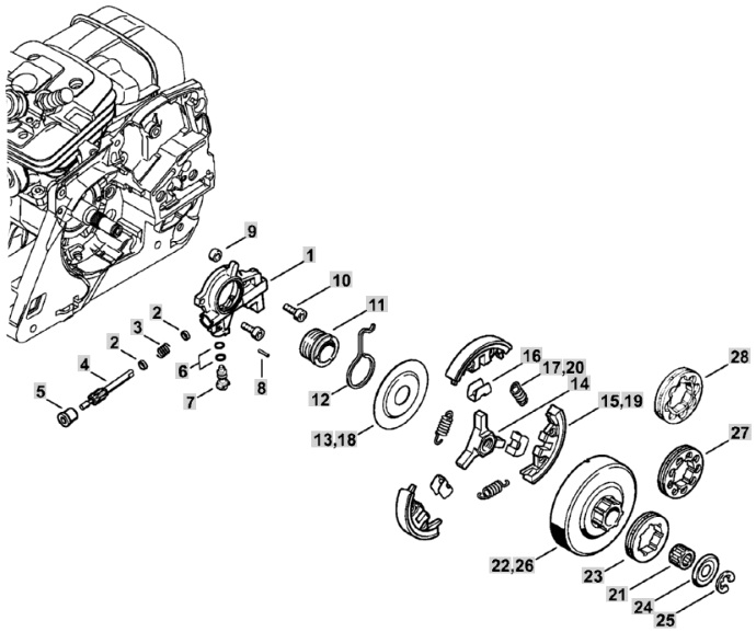 Зчеплення в зборі до бензопил Stihl MS 341, MS 361, 11351602050