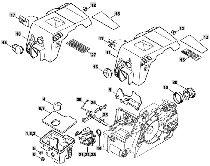 Колено карбюратора для бензопил Stihl MS 170, MS 180, 11301412200