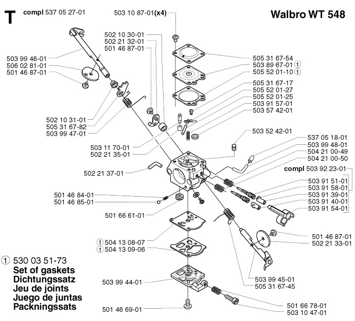 Карбюратор WALBRO WT 548 до мотокос та кущорізів Hu, Jon, 5258373-01