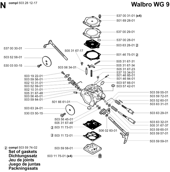 Карбюратор Walbro WG-9 до бензорезов Hu, 5032812-70
